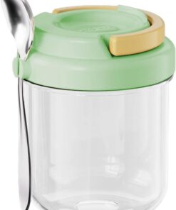 Generisch Tarro de con , 400 ml, reutilizable, con cuchara, recipiente de para preparación de comidas con , para pudín, ensalada, parfait y