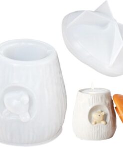 Molde para Tarros de Champiñón Molde para Pudin Postre | Set de Moldes de Silicona para Tarros de Pudín con Tapa de Diseño Ardilla Para DIY Joyería Fundición