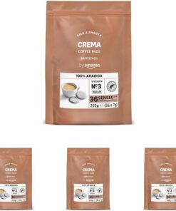by Amazon Monodosis de Café Crema 100% Arábica, Aptas para Cafeteras Senseo, 36 Unidades (1 Paquete de 144), Certificadas por Rainforest Alliance