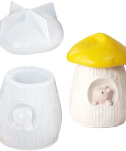 Molde para Tarros de Champiñón Molde para Pudin | Set de Moldes de Silicona para Tarros de Pudín con Tapa de Diseño Ardilla para Manualidades DIY Dulces y