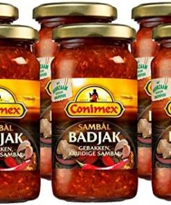 Conimex - Sambal Badjak - 200g x 6 bottles - Baked & Spicy Hot Chili Paste - Spicy - Flavoring - Food Enhancer - East-asian Cuisines - Marinades - Soup - Oriental dishes - Rich ingredients