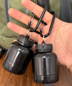 1 dispensador portátil de proteína en polvo, contenedor de suplemento de polipropileno para gimnasio, fitness, viajes, deportes, preentrenamiento, botella mezcladora, 200 ml (negro)