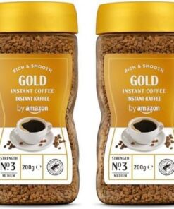 by Amazon - Café soluble liofilizado Gold, tueste medio, 200g, paquete de 2, certificado Rainforest Alliance