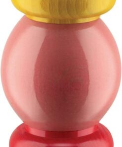 Alessi Totem Domestici ES18 2 - Molinillo de Sal, Pimienta y Especias de Diseño en Madera de Haya, Rosa, Roja y Amarilla