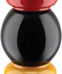 Alessi Totem Domestici ES18 - Molinillo de Sal, Pimienta y Especias de Diseño en Madera de Haya, Negra, Amarilla y Roja