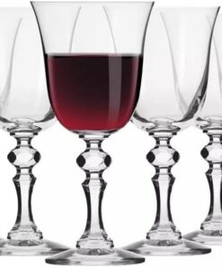 Krosno – Copas para Vino Tinto 250 ml – Juego de 6 unidades – Colección Krista – Cristal sin Plomo – Diseño Elegante con Tallo Ricamente Decorado