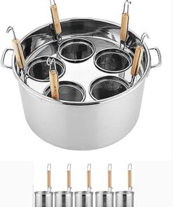Genérico Juego de Olla para Pasta de Acero Inoxidable/Juego de Inserto para Olla para Pasta de Acero Inoxidable Comercial con Divisor y colador para Pasta, Fideos, Verduras, C, 5 Agujeros