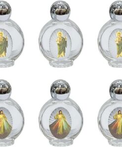6 botellas de vidrio decorativas cristianas con tapa, dispensador de agua de aceite esencial