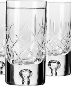 Krosno – Vasos para vodka de 50 ml, juego de 6 piezas – Cristal – 2 diseños de corte – Para licor y licores caseros – Hechos y tallados a mano – Colección Saga – Ideal como regalo