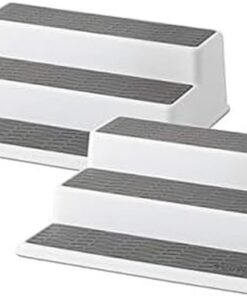Copco Grey 2 - Organizador de especias antideslizante de 3 niveles para despensa, paquete de 2, 10 pulgadas