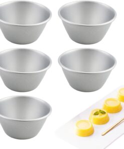 Genérico Molde Para Pudin 5 Unidades de Cacerolas Para Soufflé y Hornear | Molde de Acero al Carbono para Tarta de Huevo, Flan, Soufflé, Chocoflan, Cupcakes y Postres