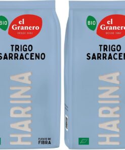 El Granero Integral - Harina de Trigo Sarraceno BIO - 1 KG - Rica en Fibra y Nutrientes - Mejora la Digestión - Harina de Bajo Índice Glucémico - Apta para Veganos (Paquete de 2)