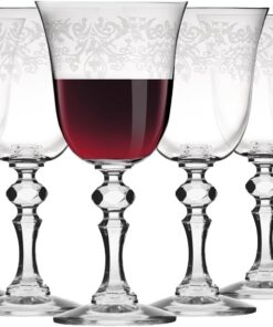 Krosno – Copas para Vino Tinto 250 ml – Juego de 6 unidades – Colección Krista Deco – Cristal sin Plomo – Diseño Clásico y Elegante con Motivo Transparente