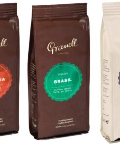 Granell Cafés · 1940 - Pack Degustación Café en Grano para Amantes del Café Solo | Café 100% Arábica Tostado Natural Brasil, Colombia y Gran Luxe | Intensidad Media | Pack de 3 x 250 g