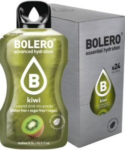Bolero Drink 24 Bolsitas 3 gr gramos Palos Frutas Preparado Polvo Soluble para Bebidas Frescas en Agua Producto, 72 gramos Edulcorado con Stevia (Kiwi)