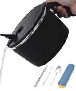 Cuenco Instantáneo para Fideos Olla para pasta de acero inoxidable con | Recipientes para Sopa para Senderismo, Camping, Autocaravana, Viajes, Oficina, Univers
