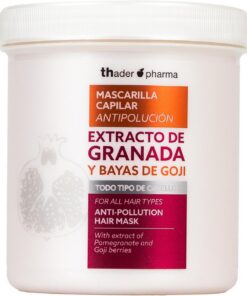 Thader Pharma Mascarilla para el cabello con Extracto de Granada y Bayas de Goji para todo tipo de cabellos, 700 ml