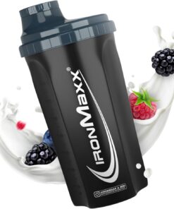IronMaxx Protein Shaker - 700ml Antracita| Agitador de proteínas | Tapón de rosca, tamiz, escala | Sin BPA/DEHP, hermético, lavable