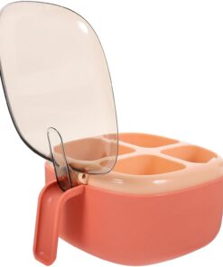 STOBAZA Contenedor para Condimentos de Cocina, Tarros de Especias, 4 Compartimentos, Plástico, Tapa Transparente, Rosa, Gran Capacidad, Reutilizable, para Encimera de Cocina