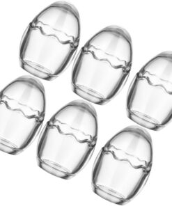 LABRIMP Vasos de Vidrio Resistentes al Calor de 100ml 6 Piezas para Pudín con Tapa Forma de Huevo Elegante para Postres y Yogur en Cocina y Comedor