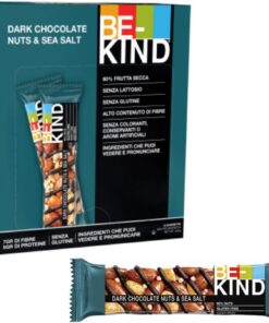 Be-Kind® | Barra Proteica Almendras, Cacahuetes, Chocolate Negro y Sal Marina | Merienda Almendras y Chocolate | Snack Frutas Secas | Snack Proteínas - 12 Barritas
