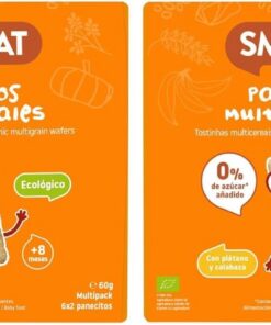 Smileat - Panecitos Multicereales Ecológicos, Ingredientes Naturales, Snacks y Meriendas, Para Bebés a Partir de los 6 Meses, 60g (Paquete de 2)