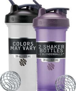 BlenderBottle Classic V2 - Botella mezcladora perfecta para batidos de proteínas y preentrenamiento, 28 onzas, los colores pueden variar, paquete de 2