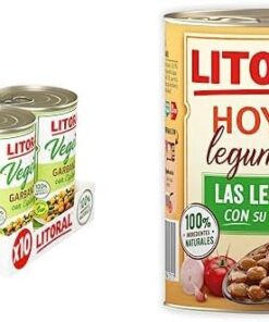LITORAL Vegetal Garbanzos con Espinacas - Plato Preparado Sin Gluten - Pack de 10x425g - Total: 4.25kg & Hoy Legumbres Lentejas con su sofrito - Paquete de 15 x 425g (Total: 6.375 kg)