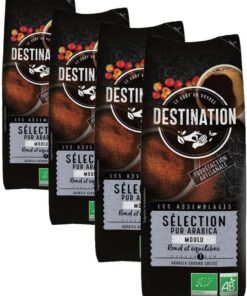 Destination - Café Ecológico de Especialidad 100% Pur Arábica - Molido Orgánico - Tostado Artesanalmente - Intensidad Media - 250 g (Paquete de 4)