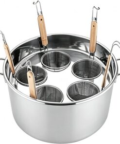 Cocinador de Pasta, Olla para Fideos con 3/4/5 Cestas y Tapa | Cestas Coladoras Extraíbles, Acero Inoxidable Resistente, Escurrido Fácil para Pasta, Fideos, Dumplings y Verduras(5Holes)