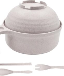 Olla ramen para microondas, cuenco de fideos ramen con cuchara de palillos, olla de pasta de polipropileno apta para lavavajillas, cocción instantánea rápida para dormitorio universitario, cocina, 6.9