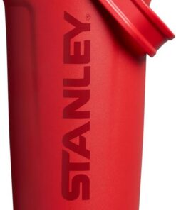 Stanley Activate - Botella de coctelera térmica de acero inoxidable antifugas, almacenamiento inferior y tapa de rosca, bebidas proteicas y polvo de pre-entrenamiento, sin BPA, rojo chile