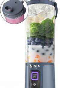 Ninja Blast Batidora Portátil, Minibatidora sin Cable, Recargable BC151EUNV | Vaso de 530 Ml con Tapa Antigoteo y Boquilla para Sorber, Smoothies, Batidos de Proteínas, Pica Hielo y Frutas Congeladas