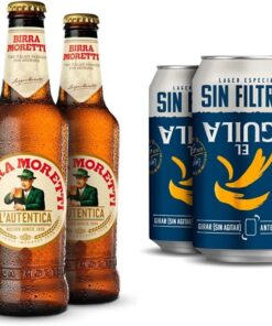 Birra Moretti Cerveza Lager Italia Pack Botella, 24 x 33cl & El Aguila Sin Filtrar Cerveza Lager Especial Pack Lata, 24 x 33cl