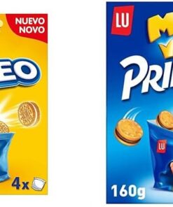 Oreo Golden Mini Galletas de Vainilla Rellenas de Crema Sabor Vainilla 160g & Príncipe Mini Galletas Sandwich Rellenas de Crema de Chocolate con Leche 160g