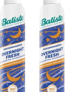 Batiste Champú seco Overnight Fresh 200 ml, champú seco para refrescar y peinar el cabello, spray sin aclarado, limpieza del cabello durante la noche (Paquete de 2)