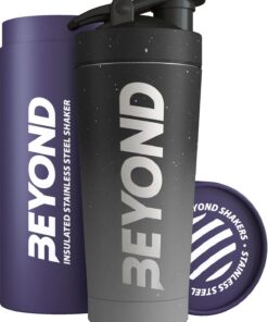 Coctelera de proteínas de metal aislado, botella de suplemento de acero inoxidable, sin BPA, para gimnasio, 735 ml, color gris y negro