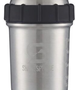 Vaso Shakesphere de acero: botella coctelera de proteínas mantiene las bebidas calientes y frías frías, 24 onzas, no necesita bola o batidor, fácil de limpiar, sin BPA, batidos