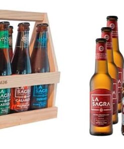 La Sagra cesta de madera de cervezas artesanas. 12 botellas de 330 ml & Lagers del Mundo Pack Degustación de Cerveza - 12 botellas x 330 ml - Total: 3960 ml