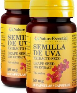 Nature Essential - Resveratrol 50 mg Extracto Semilla de Uva y Arándano Azul - 50 Cápsulas - Vitamina E y Flavonoides - Favorece el Aspecto de la Piel - Pack 2 Unidades