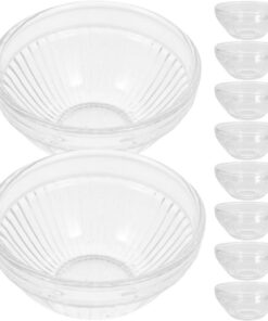 MAGICLULU 10 Piezas Tazón de Pudín Pequeño Apilable, Cuenco de Vidrio Transparente, 75ml, Vidrio, Redondo, Portátil, para Servir Ensalada y Postres, Compacto y Ligero