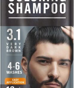 Cameleo Men – Champú colorante – Marrón muy oscuro – Cabello, barba y bigote – Refresca – Dura de 4 a 6 lavados – Aplicación fácil y rápida – Extracto de nuez – 15 ml