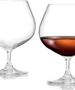 FLOW Barware Juego de 2 copas de brandy de cristal, artesanales, 700 ml, sin plomo, para brandy, coñac, licor o licores (Paquete de 2)