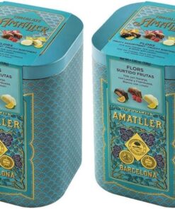 Chocolate Amatller Regalo Original (Caja Regalo Metálica Bombones de Chocolate con Fruta 108gr) Variados (Paquete de 2)