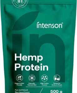 Intenson Proteína de Cáñamo en Polvo, 500 g, Alto Contenido en Proteína | Apoya el Mantenimiento y la Regeneración Muscular, Vegano, Apto para Dieta Keto, Sin Gluten, Sin Aditivos