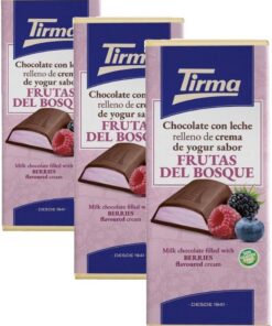 Tirma Tableta de Chocolate con Leche Rellena de Crema de Yogur y Sabor a Frutos del Bosque, 103g - Chocolate Cremoso con Relleno de Fruta, Perfecto para Postres y Snacks (Paquete de 3)