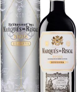 Marques De Riscal Reserva, Vino Tinto, Denominación de Origen Calificada Rioja, Variedad Tempranillo, 24 Meses en barrica, Botella individual con cánister de 750 ml