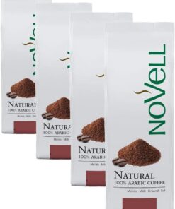 NOVELL - Café Molido Natural 100% Arábico 250g | Molido Natural para Experiencia Gourmet Premium | Fácil Uso con Válvula Unidireccional | Café Arábica Sostenible (Paquete de 4)