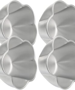 LIFKOME 4 Piezas Molde para Pudín Forma de Flor de Aleación de Aluminio | Plata, Resistente a Alta Temperatura y Antiadherente, Fácil de Limpiar, Ligero, para Hotel y Hogar