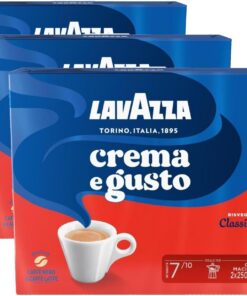 Lavazza, Crema e Gusto Classico, Café Molido Natural, 2 x 250 g, Ideal para Cafetera Italiana, de Filtro y Francesa, con Notas Aromáticas de Especias, Arábica y Robusta, Intensidad 7, Tueste Oscuro